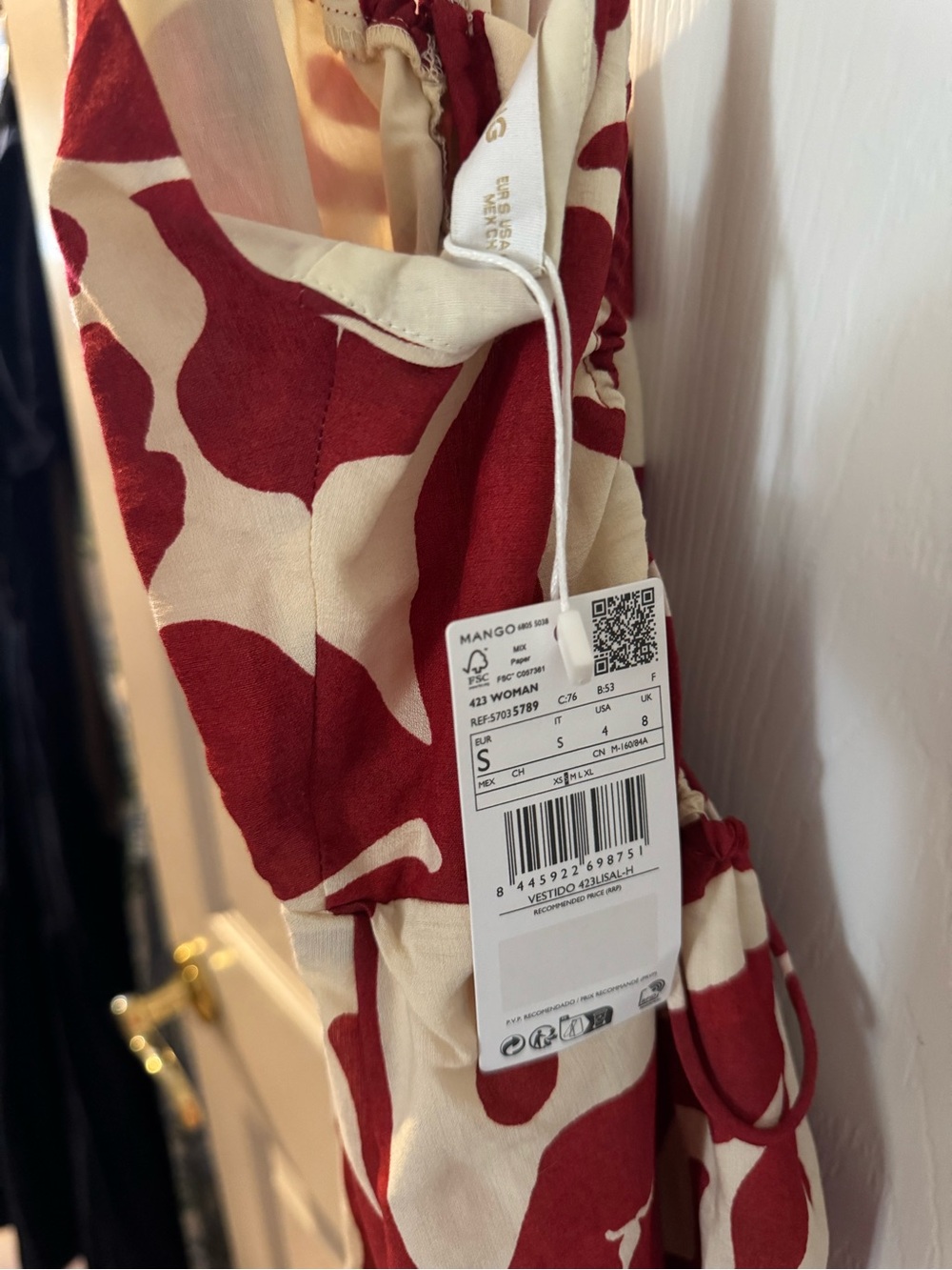 NWT Mango Red and Cream Floral Midi Dress - Picture 6 of 6